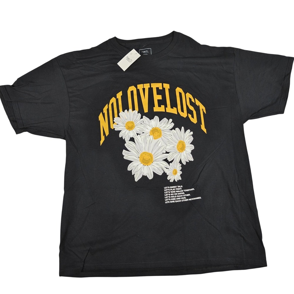 Rue21 Mens No Love Lost Daisy Graphic Tee Black XL RUSP22SS006